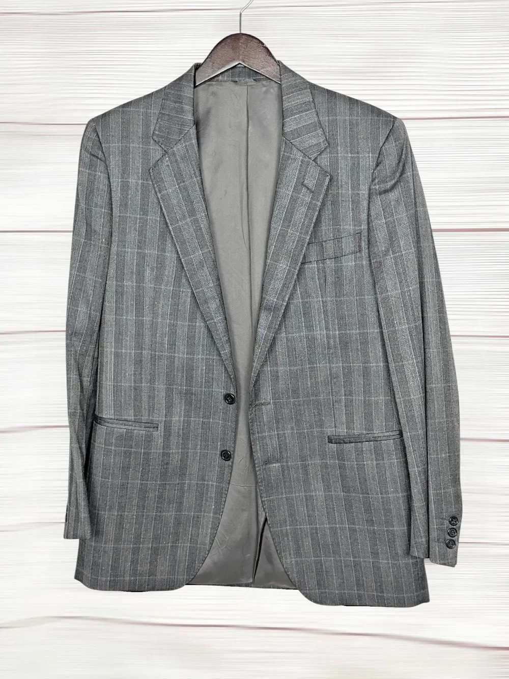 Pietrovanni Italy Wool Silk Suit Jacket Blazer Gray Blue EUR 52L US 42L